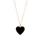 Black Enamel Heart Necklace by Becket & Quill, handmade in Los Angeles