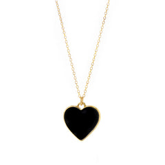 Black Enamel Heart Necklace by Becket & Quill, handmade in Los Angeles