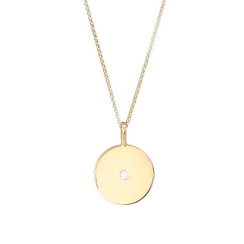Italian Gold Disc Dangle Station Necklace in 14K Gold | Peoples Jewellers