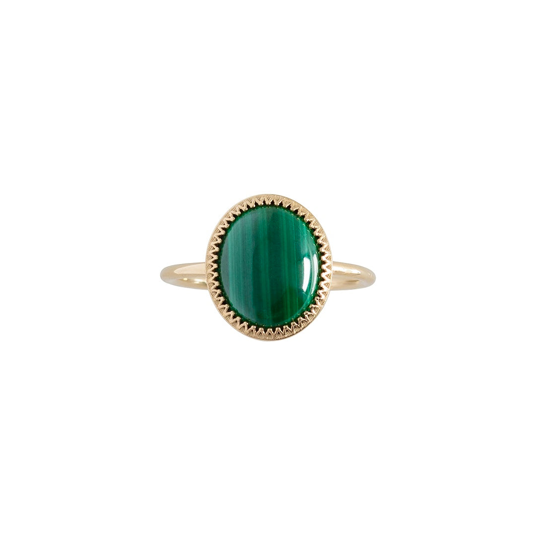 Malachite Crown Bezel Ring by Becket & Quill, handmade in Los Angeles