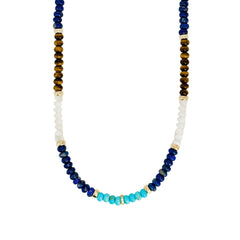 lapis tigers eye turquoise beaded necklace