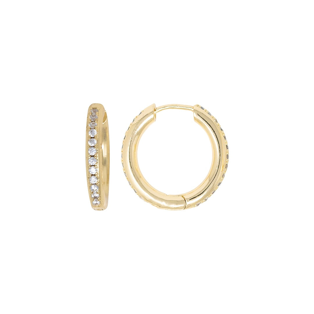 Pave gold Hoops hoop earrings by Becket & Quill, handmade in Los Angeles