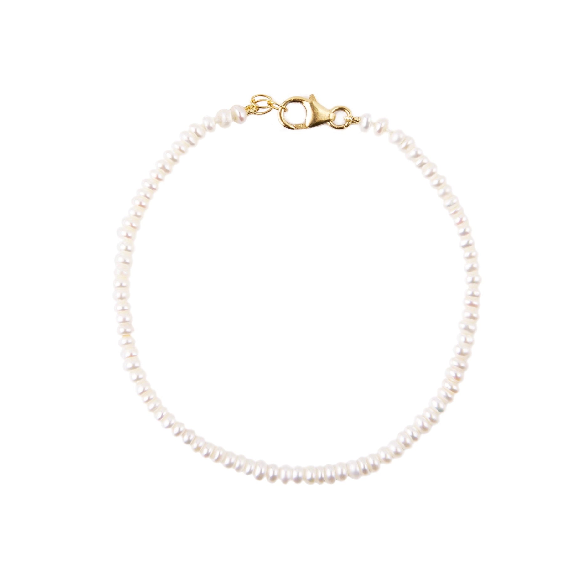 Button Pearl Bracelet by Becket & Quill, handmade in Los Angeles