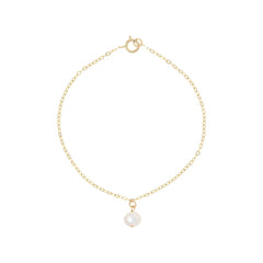 Pearl Charm Bracelet 14k gold chain bracelet by Becket & Quill, handmade in Los Angeles