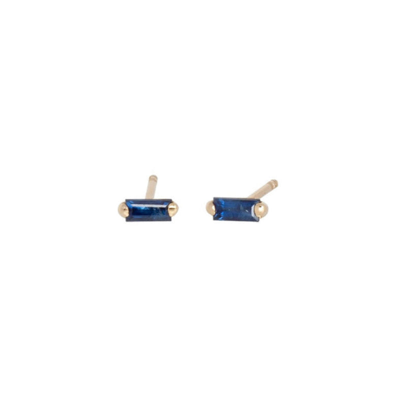 Sapphire Baguette Earrings by Becket & Quill, handmade in Los Angeles