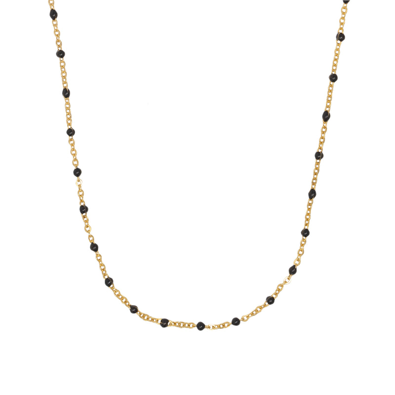 Enamel Drop Necklace-Black