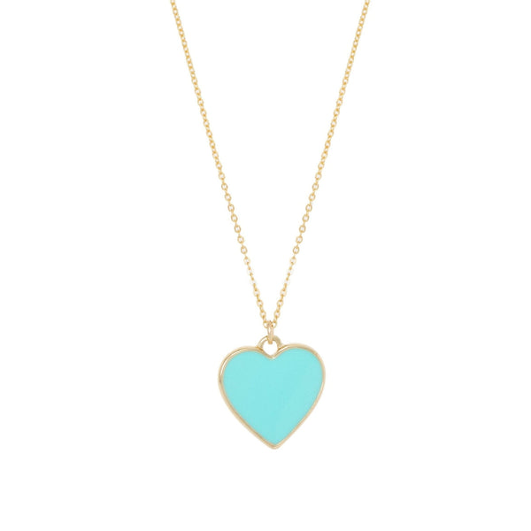 Turquoise Enamel Heart Necklace