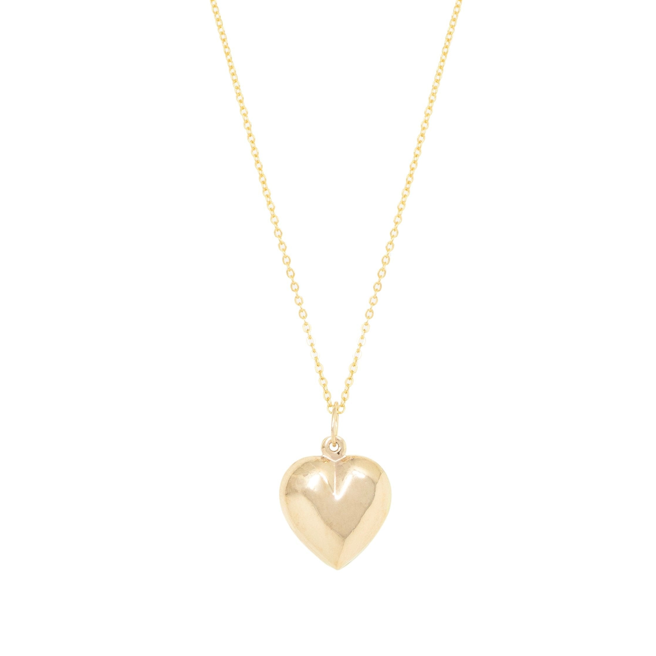 Puffy Heart Necklace by Becket & Quill, handmade in Los Angeles