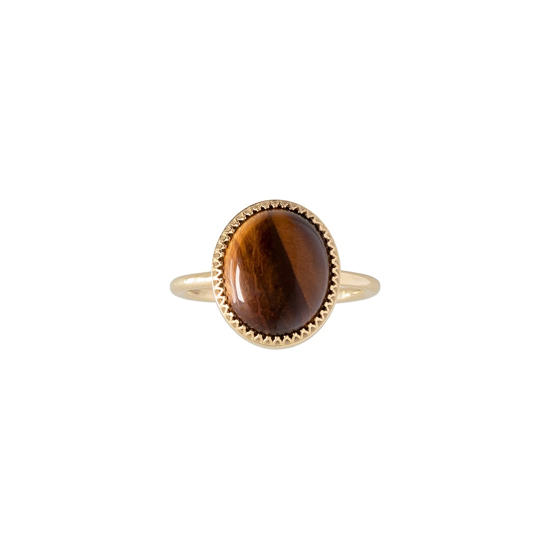 Tiger's Eye Crown Bezel Ring by Becket & Quill, handmade in Los Angeles