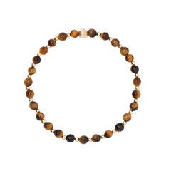 Tiger's Eye Stretch and gold filled bead Bracelet by Becket & Quill, handmade in Los Angeles