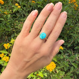 Turquoise Crown Bezel Ring by Becket & Quill, handmade in Los Angeles - detail view