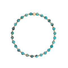 Turquoise and gold filled bead Stretch Bracelet by Becket & Quill, handmade in Los Angeles