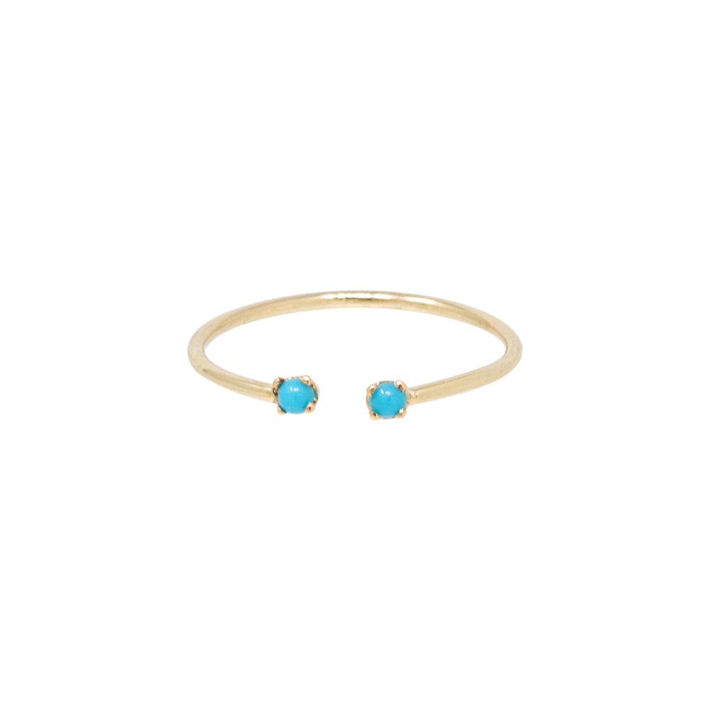 Turquoise Duo gold  Ring by Becket & Quill, handmade in Los Angeles - worn close-up