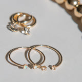 White Topaz Duo Ring by Becket & Quill, handmade in Los Angeles - worn close-up