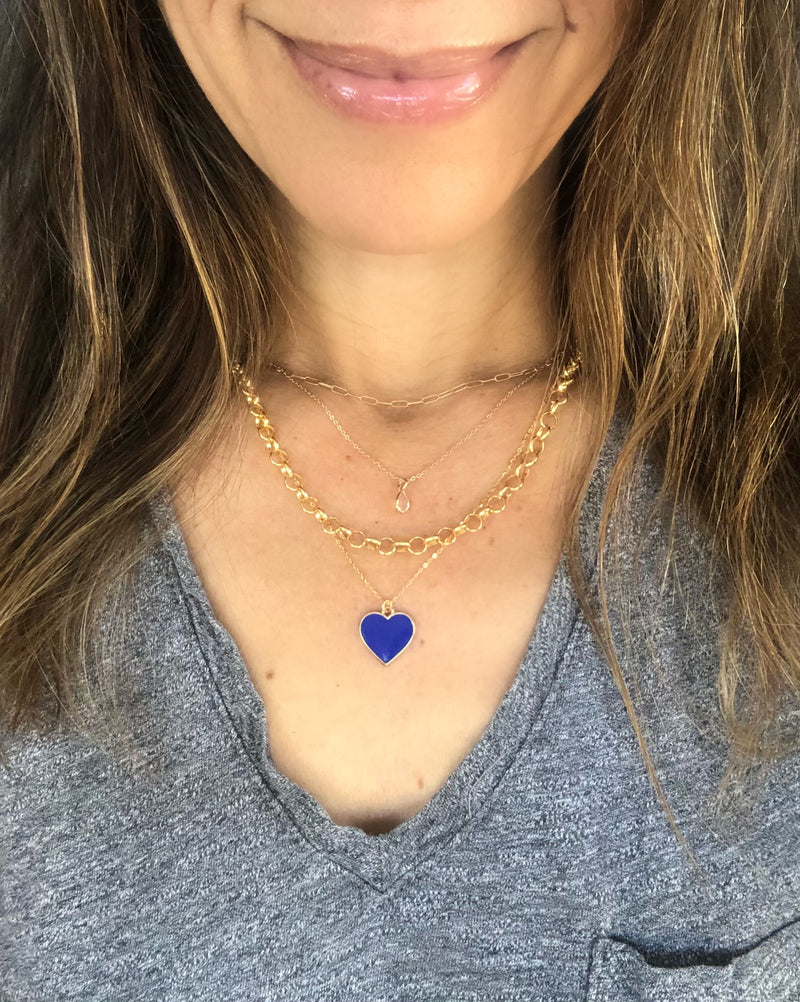 Blue Coquette Heart Necklace Beaded Necklace 