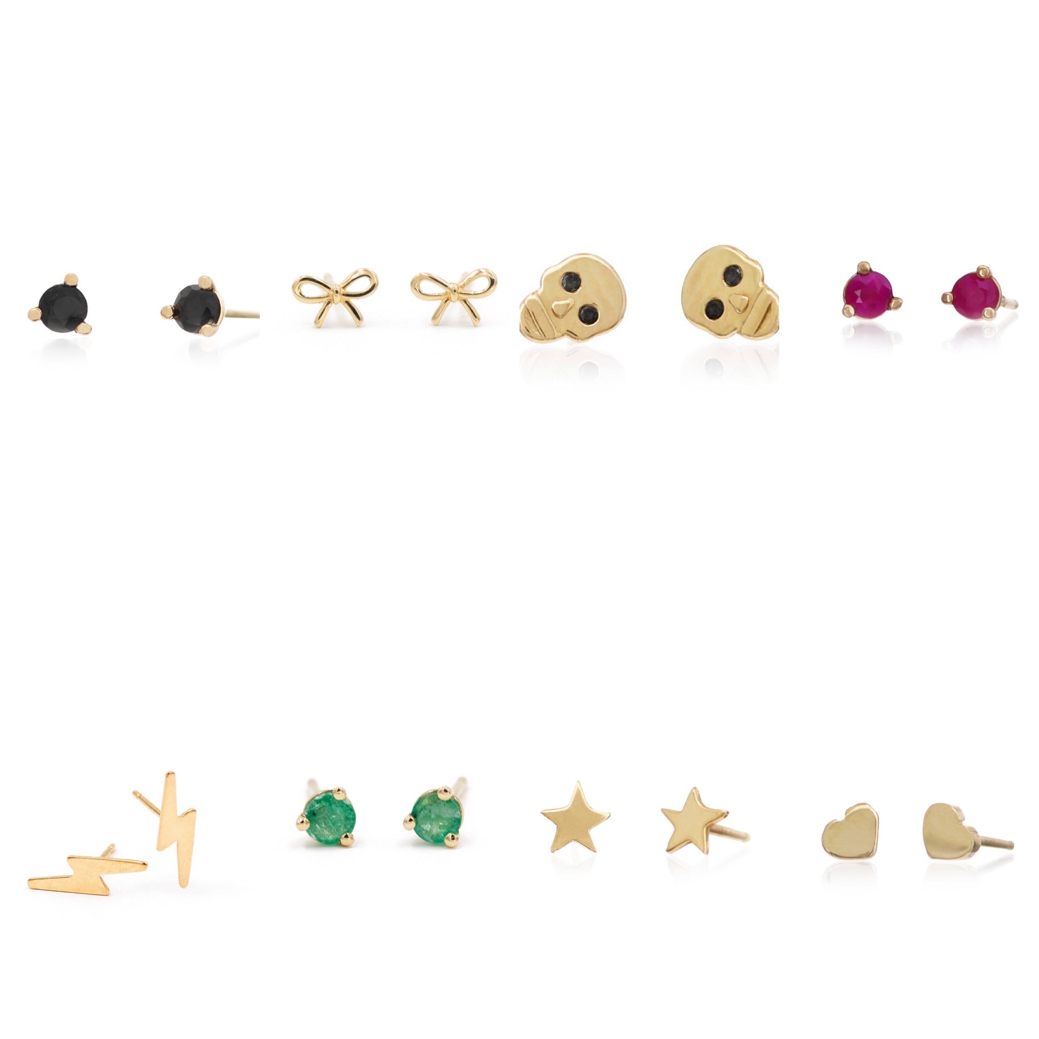 Skull Studs by Becket & Quill, handmade in Los Angeles - worn close-up