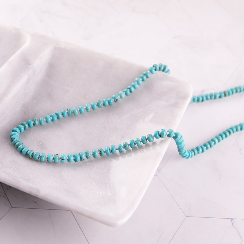 Long Turquoise Ball Necklace Long Turquoise Beaded Necklace
