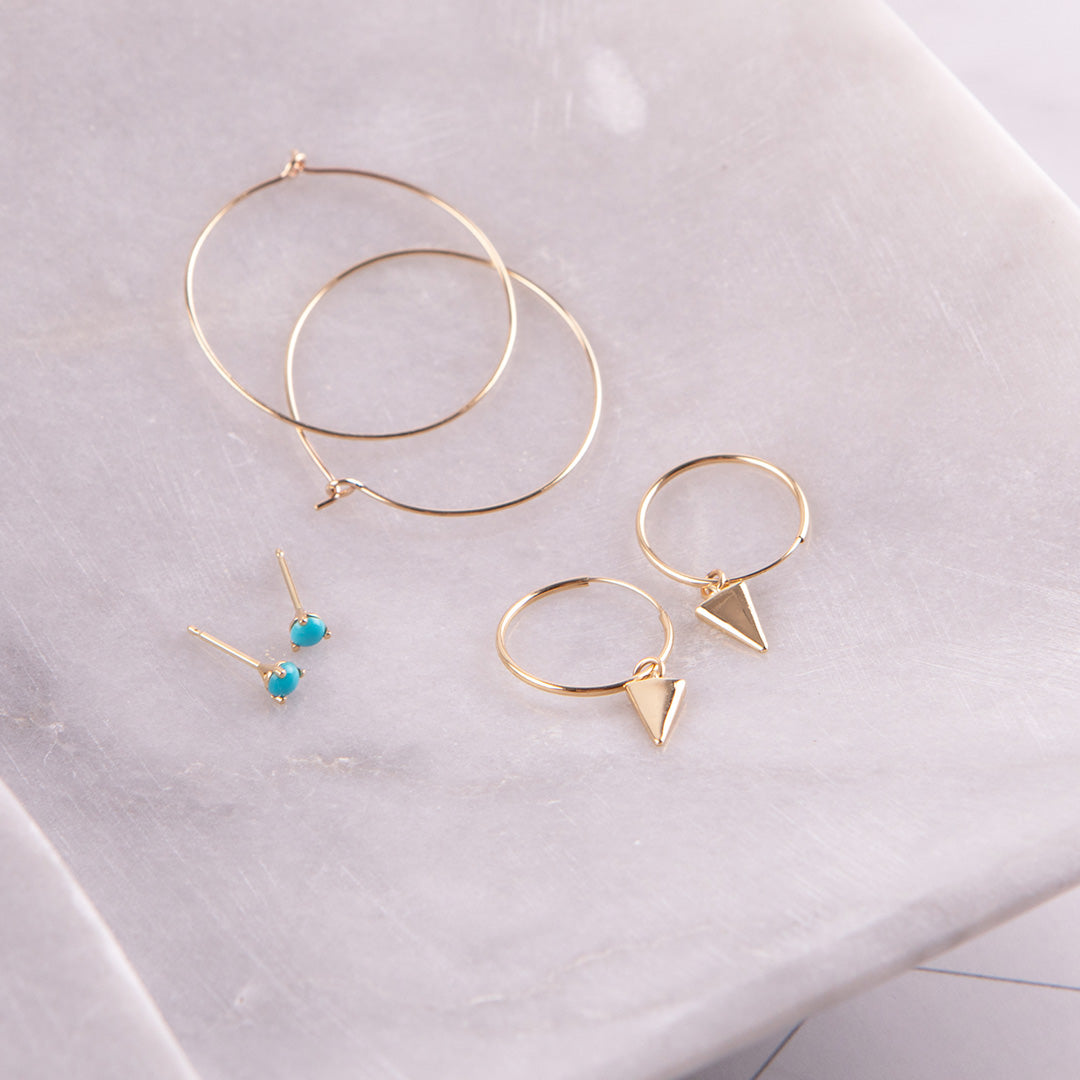 Turquoise Studs by Becket & Quill, handmade in Los Angeles - worn close-up