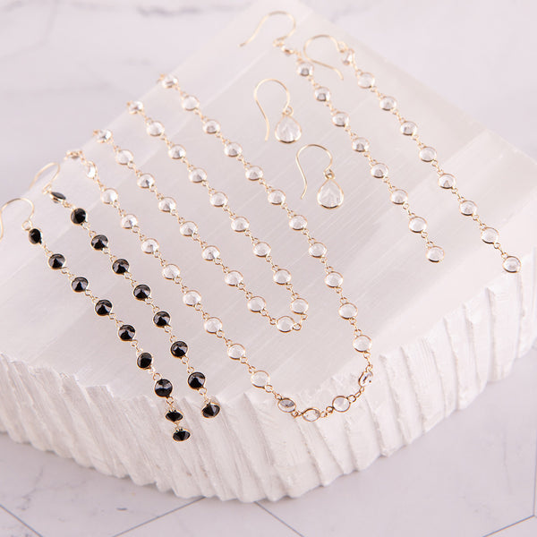 Long Black Bezel Earrings