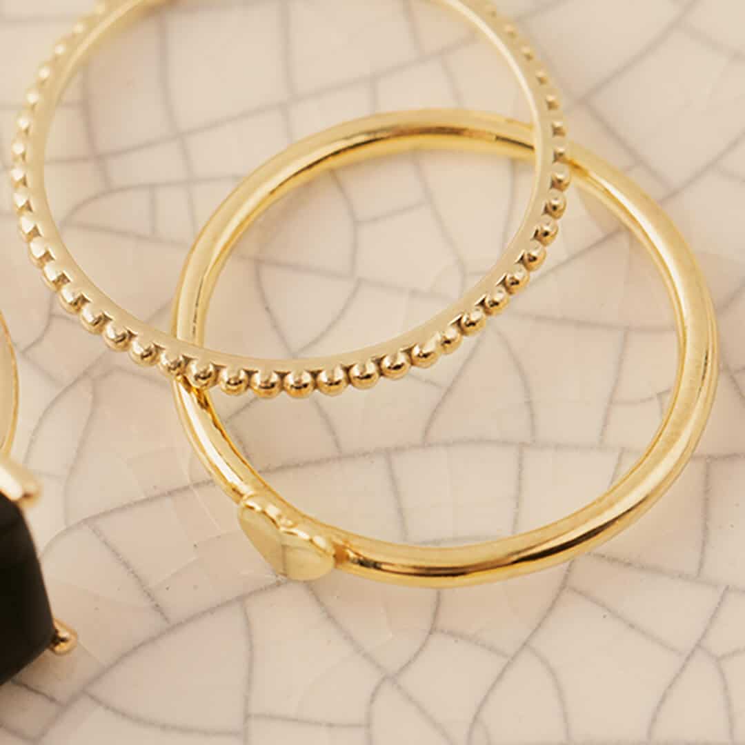 Bead Band Ring by Becket & Quill, handmade in Los Angeles - worn close-up
