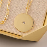 Disc Necklace by Becket & Quill, handmade in Los Angeles - styled on model