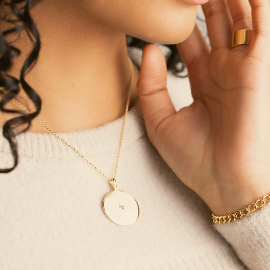 Disc Necklace by Becket & Quill, handmade in Los Angeles - detail view
