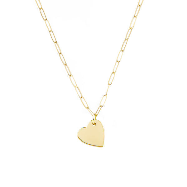 Flat gold 2025 heart necklace