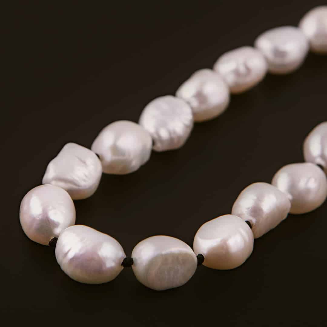 Freshwater Pearl Necklace by Becket & Quill, handmade in Los Angeles - worn close-up